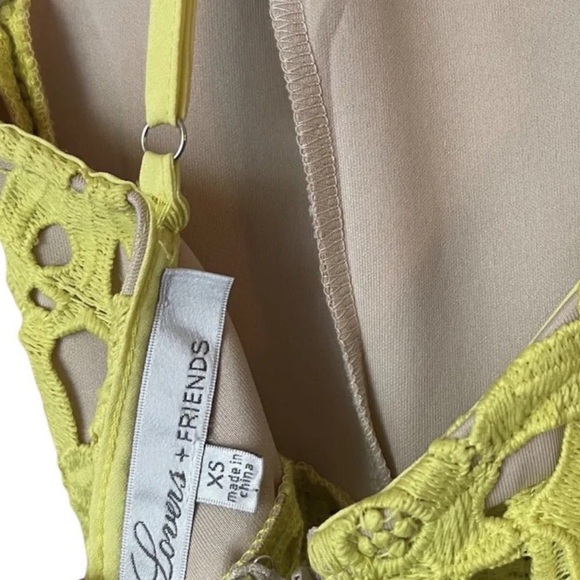 Lovers + Friends Crochet Lace Yellow Dress Fairy Boho Cottagecore Party - Picture 2 of 3